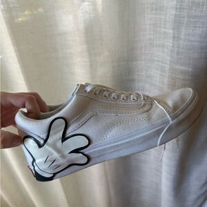 Vans Cream Sneakers with Cartoon Hand Accent